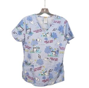 Sz Extra Small Schultz Peanuts Snoopy Print Scrub Top Modern Workwear